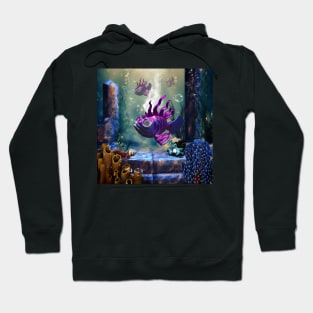 Cute fantasy fish in the deep ocean Hoodie